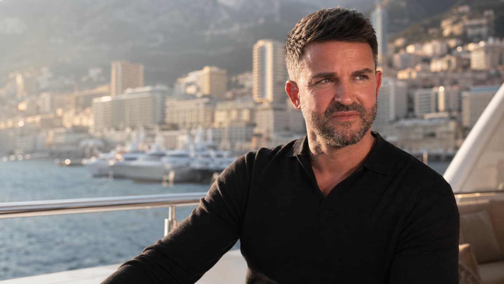 Raphaël on board a yacht at Port Hercule, Monaco